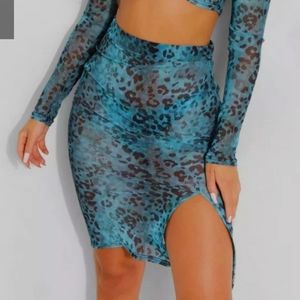 TROPICANA HIGH SPLIT MESH BEACH MIDI SKIRT